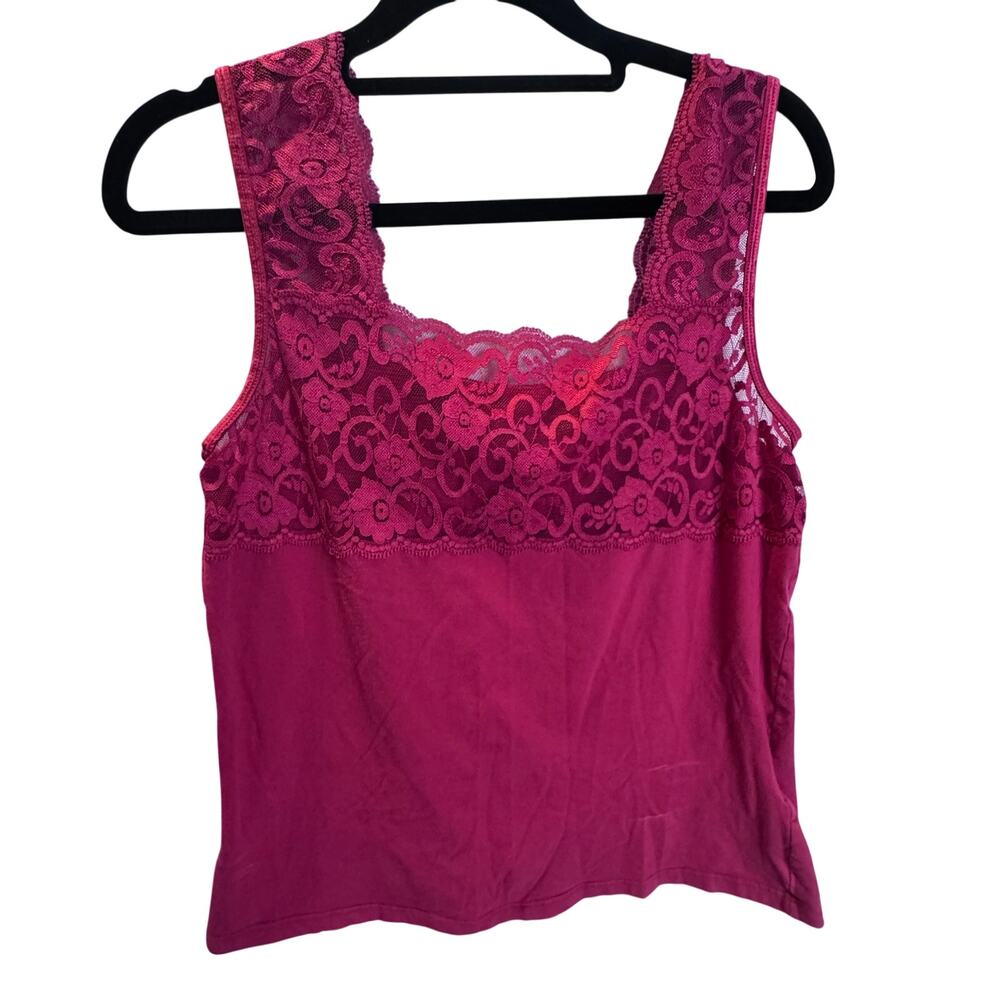PINK Victoria's Secret Lace Tank Top Camisole Red Large Y2K Coquette
